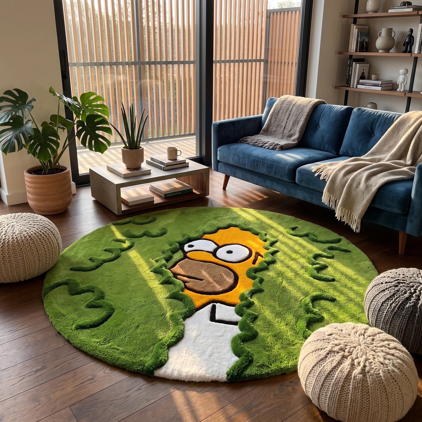 HSI Bush Hide Meme Round Area Rug
