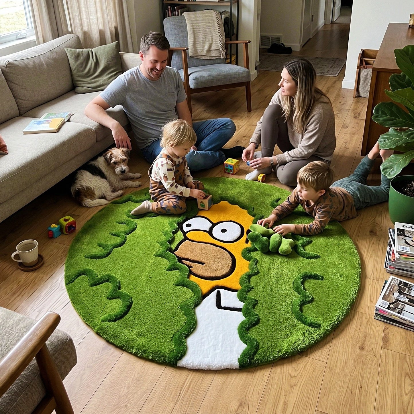HSI Bush Hide Meme Round Area Rug