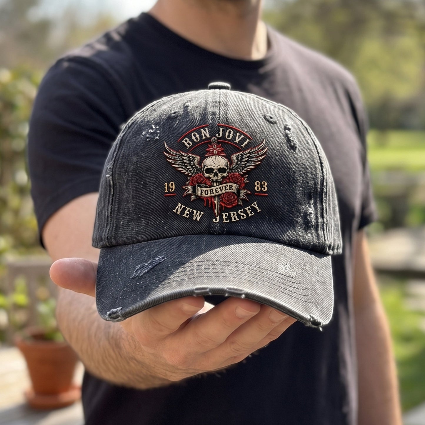 BJO Jersey Nights Forever Distressed Denim Cap