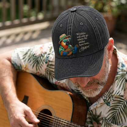 JBU Beachside Guitar Parrot Distressed Denim Cap