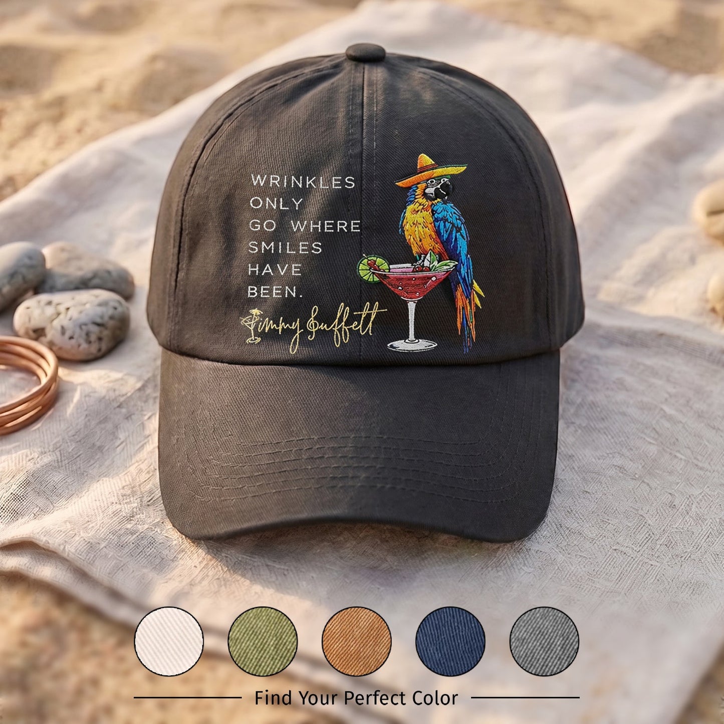 JBU Weathered Smiles Wisdom Premium Denim Cap