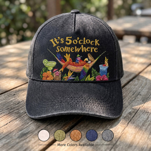 JBU Sunset Clock Cheers Distressed Denim Cap
