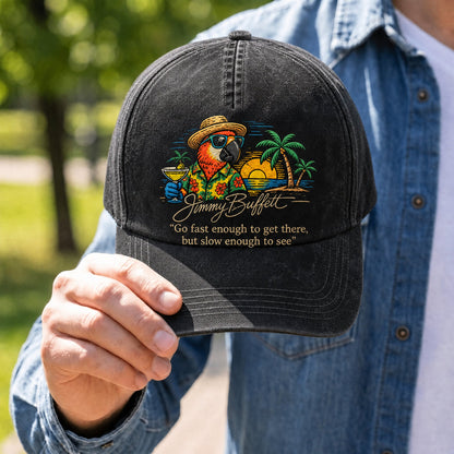 JBU Lagoon Parrot Breeze Distressed Denim Cap