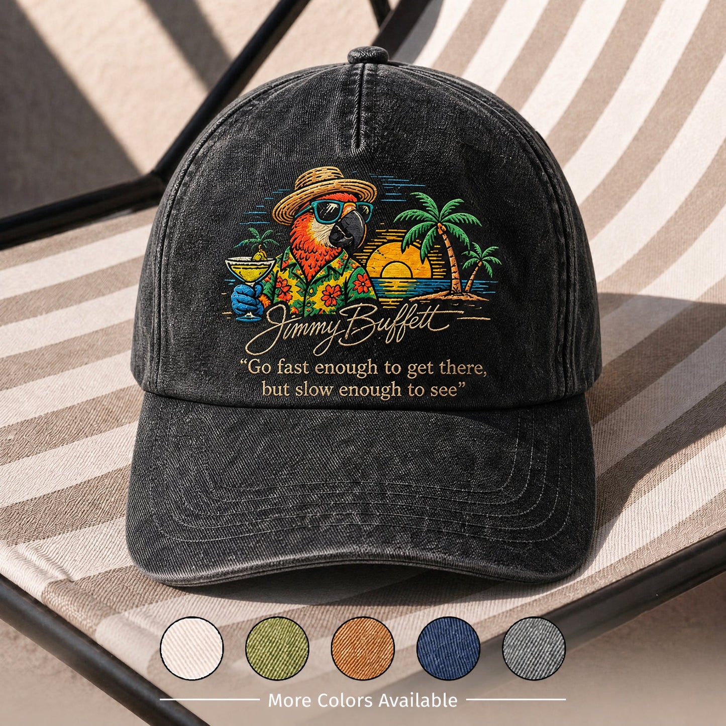 JBU Lagoon Parrot Breeze Distressed Denim Cap