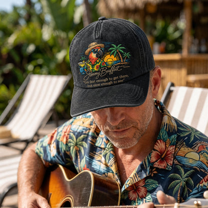 JBU Lagoon Parrot Breeze Distressed Denim Cap