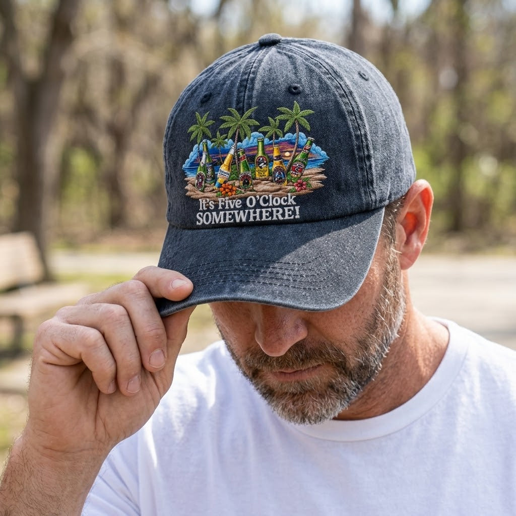 JBU Clockside Island Cheers Distressed Denim Cap