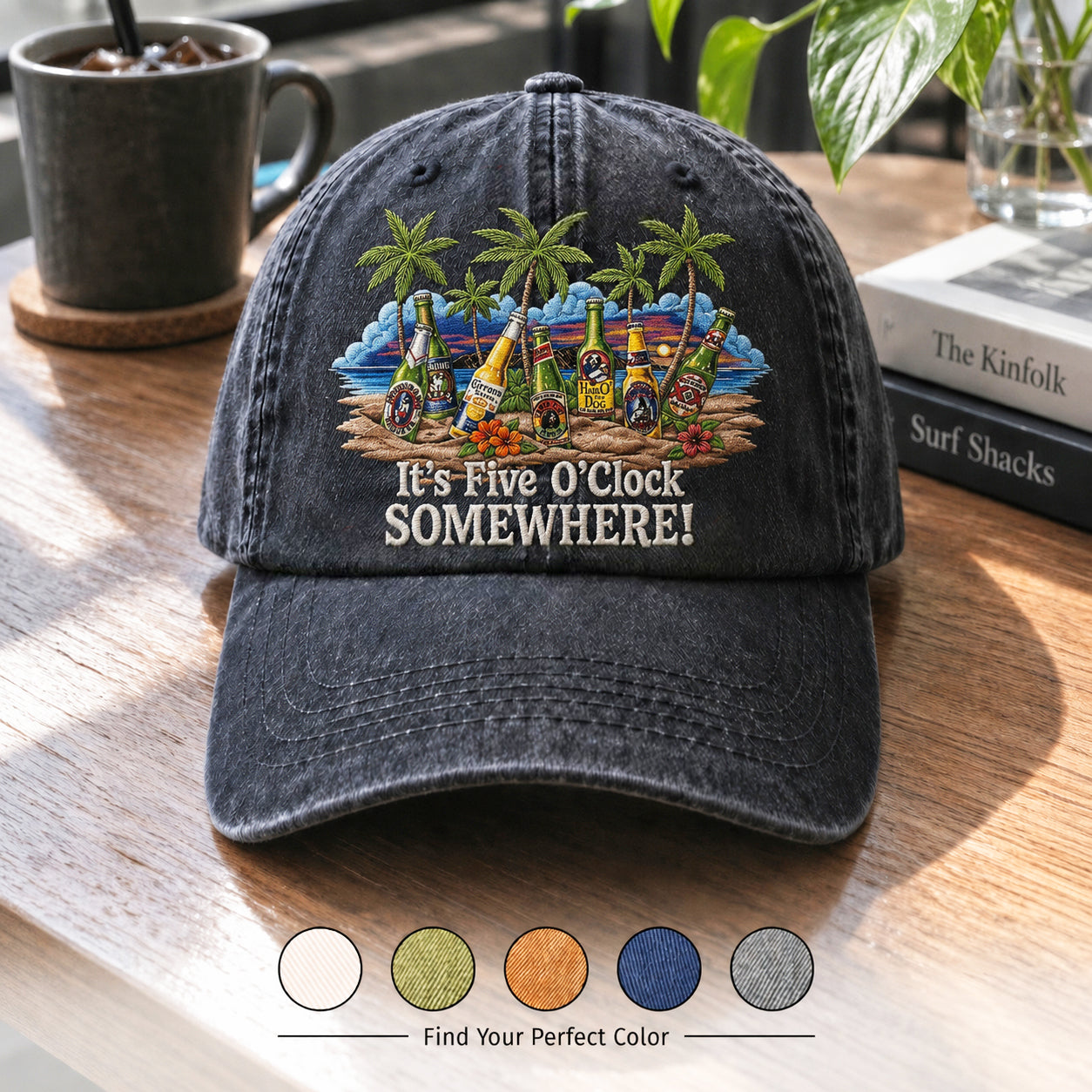 JBU Clockside Island Cheers Distressed Denim Cap