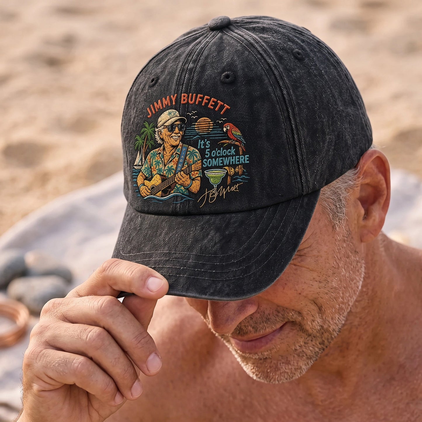 JBU Barefoot Island Freedom Distressed Denim Cap