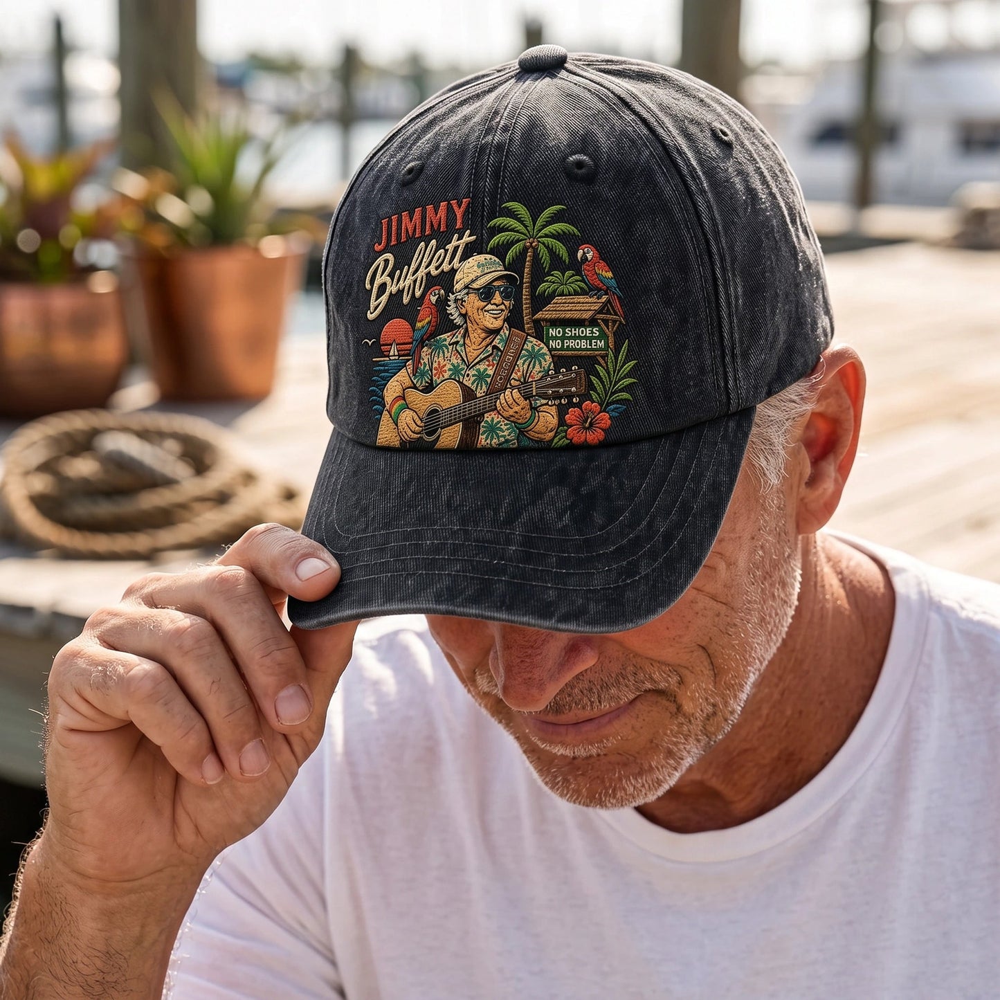 JBU Barefoot Island Freedom Distressed Denim Cap