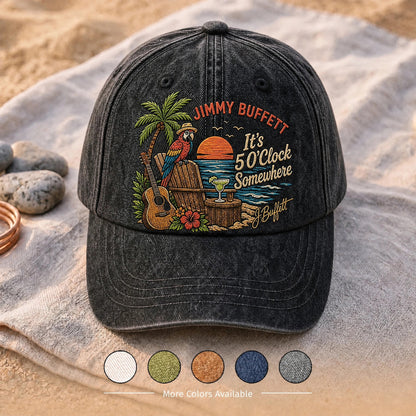 JBU Tropical Happy Hour Distressed Denim Cap