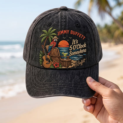 JBU Tropical Happy Hour Distressed Denim Cap